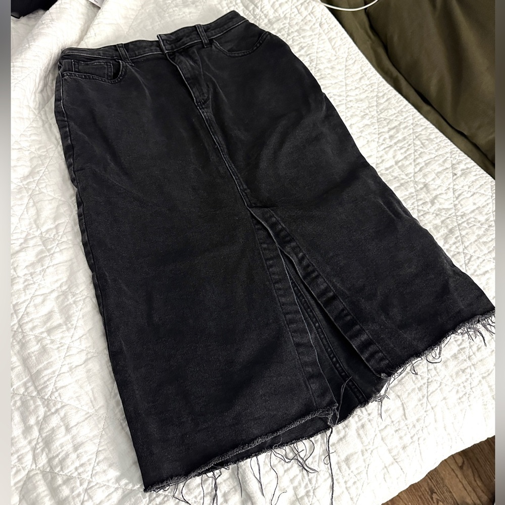 Hollister Black Denim Midi Skirt
